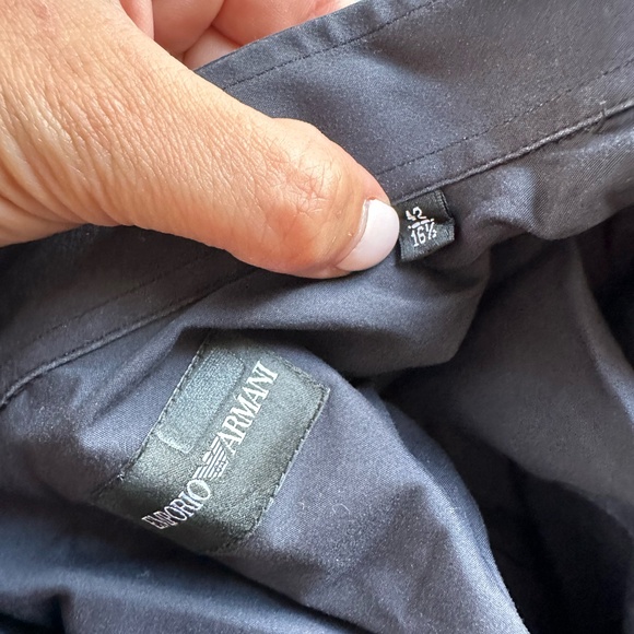 Dark Navy Emporio Armani Shirt Size 42/16.5 - Picture 2 of 3